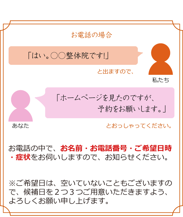 お電話での場合